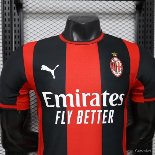 Version 26-27 AC Milan Red & Black Vertical Stripe Home Jersey