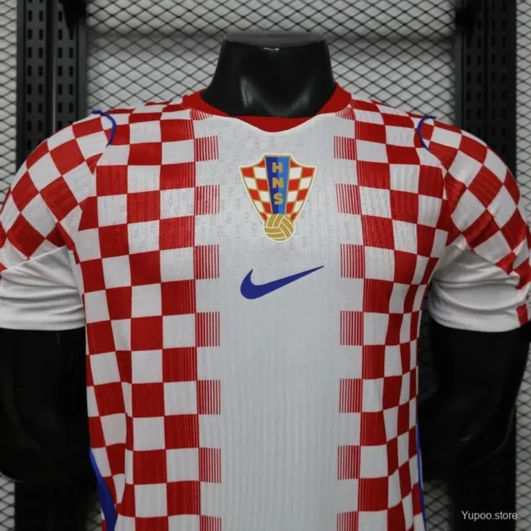 1 Version 2026 Croatia Home White & Red with Gradient Checkerboard Pattern Jersey