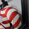 Version 2026 USA White & Red with Wave Stripe Long Sleeve Home Jersey