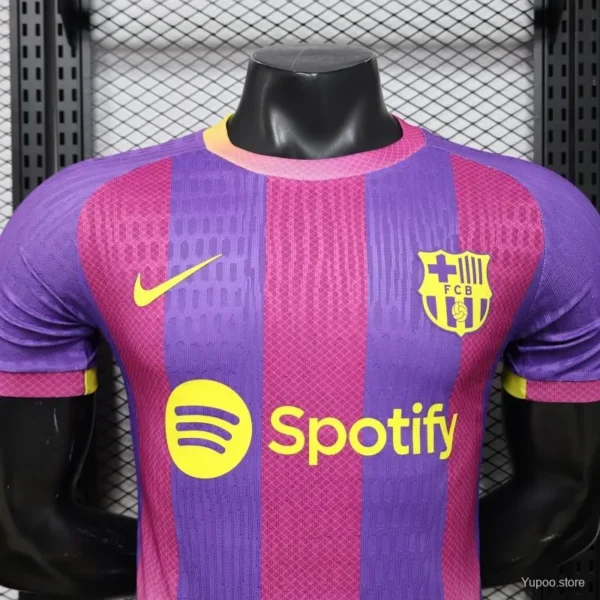 Version 26-27 FC Barcelona Third Purple Pink Yellow Stripe Jersey