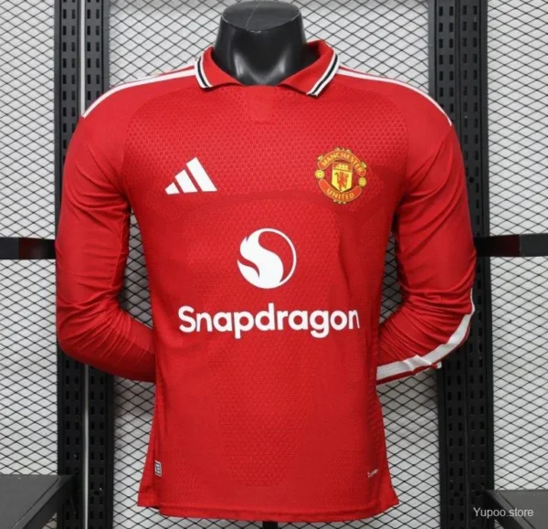 Version 26-27 Manchester United Red Polo Collar Long Sleeve Jersey