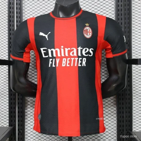 Version 26-27 AC Milan Red & Black Vertical Stripe Home Jersey