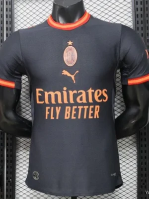 Version 26-27 AC Milan Away Navy Blue with Copper Orange Accents Jersey