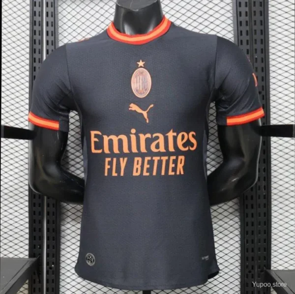 Version 26-27 AC Milan Away Navy Blue with Copper Orange Accents Jersey