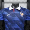 Version 2026 France Home Blue with Diagonal Brushstroke Stripe Polo Collar Jersey
