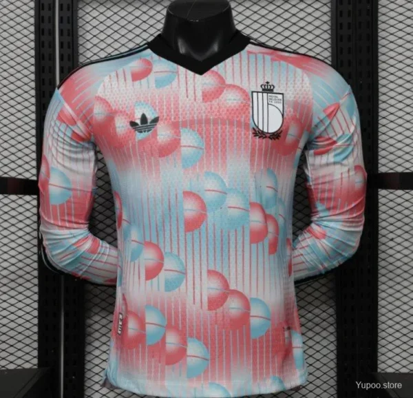 Version 26-27 Belgium Frozen Blue & Pink Away Long Sleeve Jersey