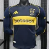 11 Player Version Boca Juniors Home Navy Blue with Yellow Chest Band Long Sleeve Jersey