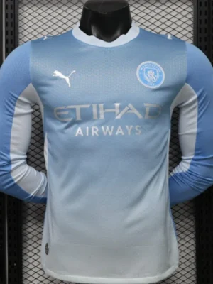 Version 26-27 Manchester City Sky Blue with White Long Sleeve Jersey