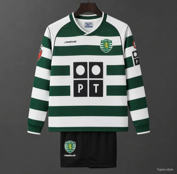 01-03 Sporting CP White Green Home Long Sleeve Jersey