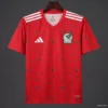 Mexico Red Soccer Jersey with Green Geometric Triangles and Stripe