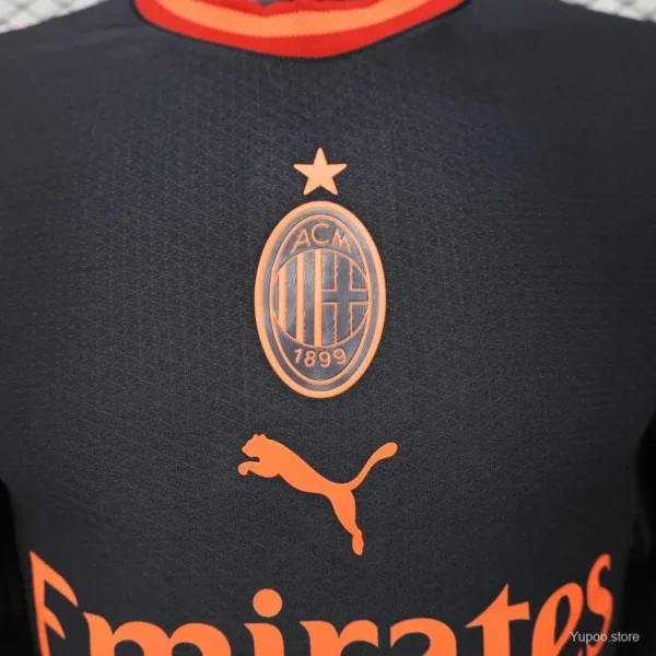 Version 26-27 AC Milan Away Navy Blue with Copper Orange Accents Jersey