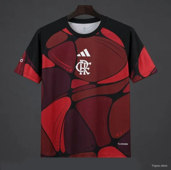 2 Flamengo 2026 Pre-Match Red-Black-Burgundy Jersey