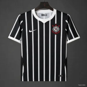 Corinthians Away Black White Pinstripes Jersey