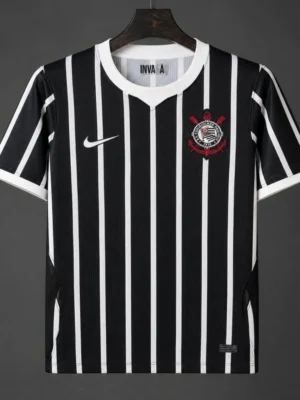 Corinthians Away Black White Pinstripes Jersey