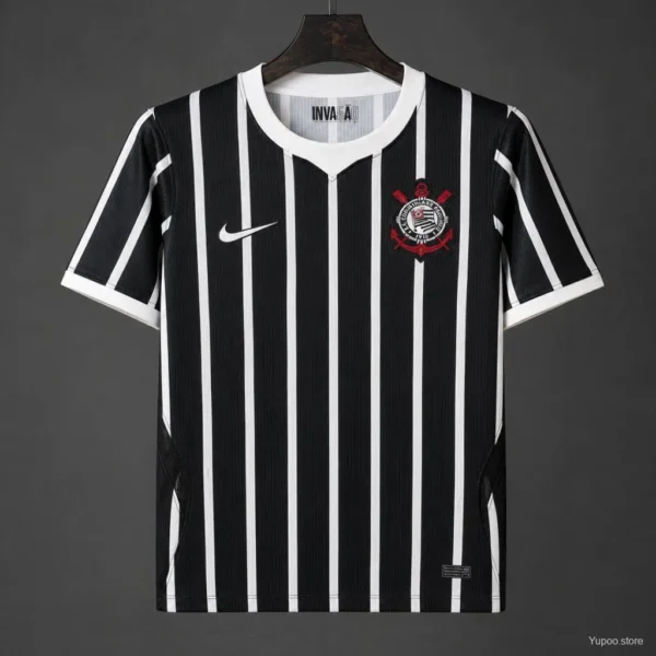 Corinthians Away Black White Pinstripes Jersey