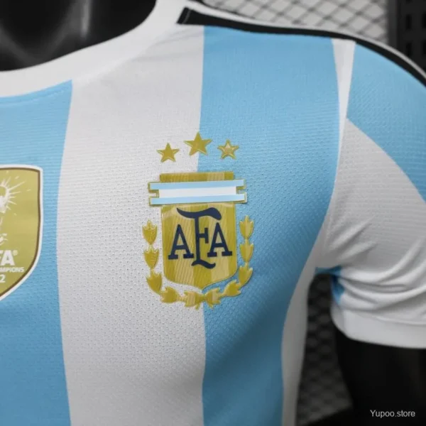 Version 2027 Argentina Home White & Light Blue Stripes with FIFA World Cup Champion Badge Jersey