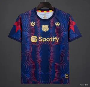Barcelona Pre-Match Dark Blue-Red-Gold Jersey