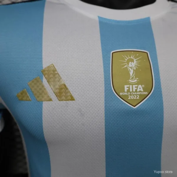 Version 2027 Argentina Home White & Light Blue Stripes with FIFA World Cup Champion Badge Jersey