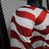 Version 2026 USA White & Red with Wave Stripe Long Sleeve Home Jersey