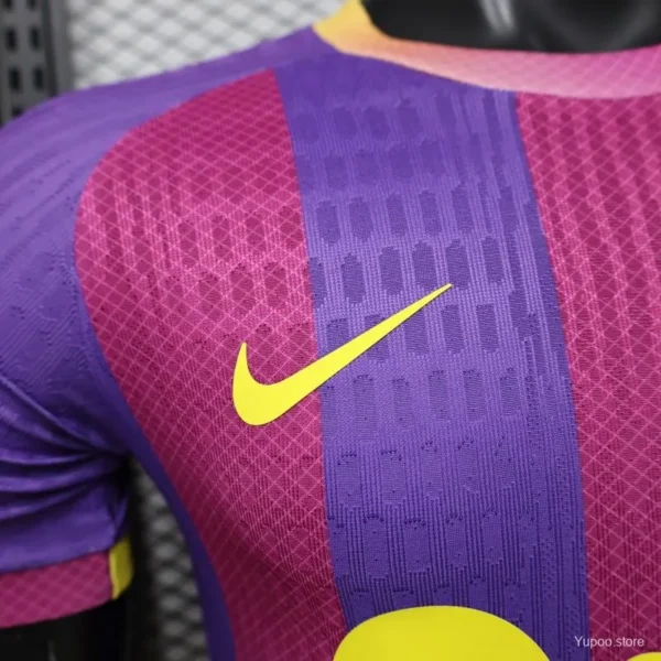 Version 26-27 FC Barcelona Third Purple Pink Yellow Stripe Jersey