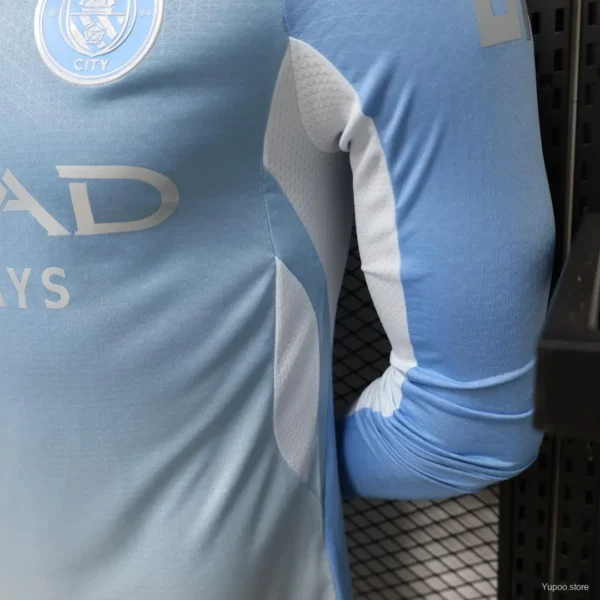 Version 26-27 Manchester City Sky Blue with White Long Sleeve Jersey