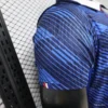 Version 2026 France Home Blue with Diagonal Brushstroke Stripe Polo Collar Jersey