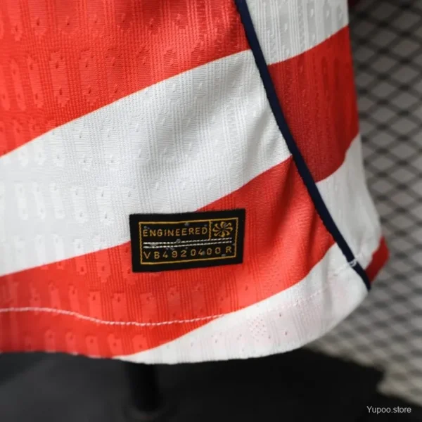 Version 2026 USA White & Red with Wave Stripe Long Sleeve Home Jersey