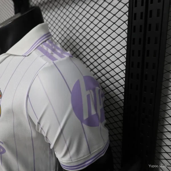 Version 26-27 Real Madrid Home White with Purple Pinstripe Jersey