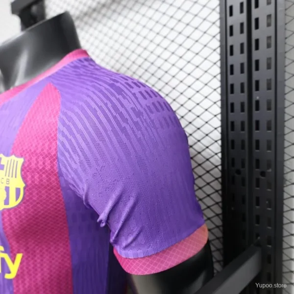 Version 26-27 FC Barcelona Third Purple Pink Yellow Stripe Jersey