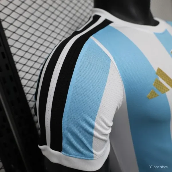Version 2027 Argentina Home White & Light Blue Stripes with FIFA World Cup Champion Badge Jersey