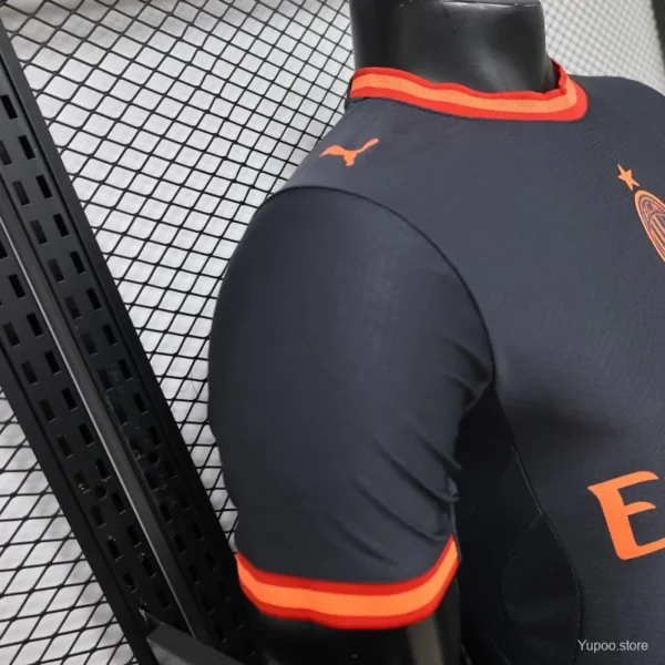 Version 26-27 AC Milan Away Navy Blue with Copper Orange Accents Jersey