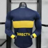 6 Player Version Boca Juniors Home Navy Blue with Yellow Chest Band Long Sleeve Jersey