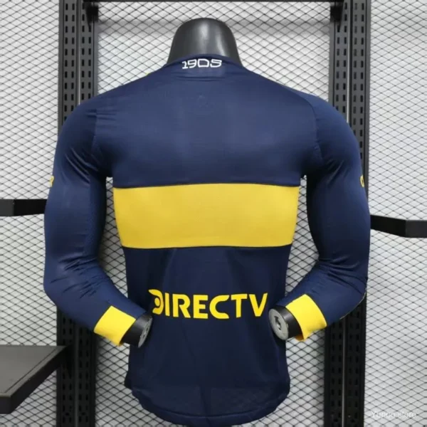 6 Player Version Boca Juniors Home Navy Blue with Yellow Chest Band Long Sleeve Jersey