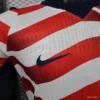 Version 2026 USA White & Red with Wave Stripe Long Sleeve Home Jersey