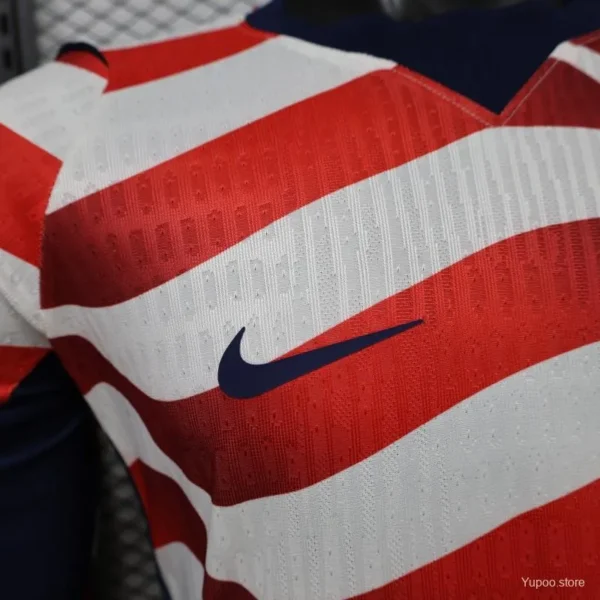 Version 2026 USA White & Red with Wave Stripe Long Sleeve Home Jersey