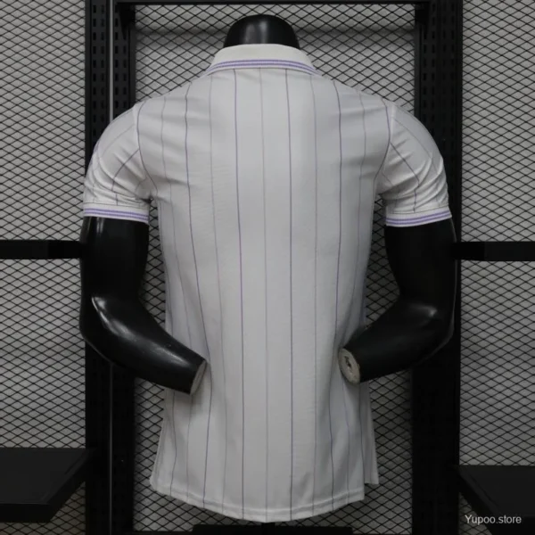 Version 26-27 Real Madrid Home White with Purple Pinstripe Jersey