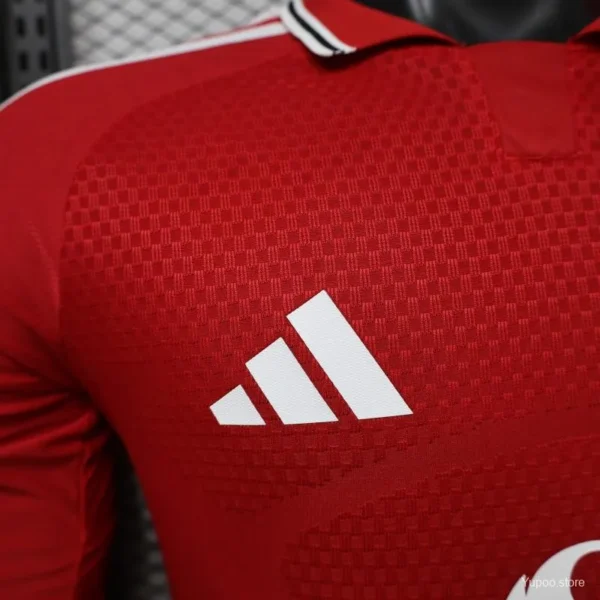 Version 26-27 Manchester United Red Polo Collar Long Sleeve Jersey