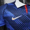 Version 2026 France Home Blue with Diagonal Brushstroke Stripe Polo Collar Jersey