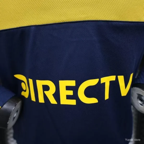 7 Player Version Boca Juniors Home Navy Blue with Yellow Chest Band Long Sleeve Jersey