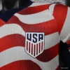 Version 2026 USA White & Red with Wave Stripe Long Sleeve Home Jersey