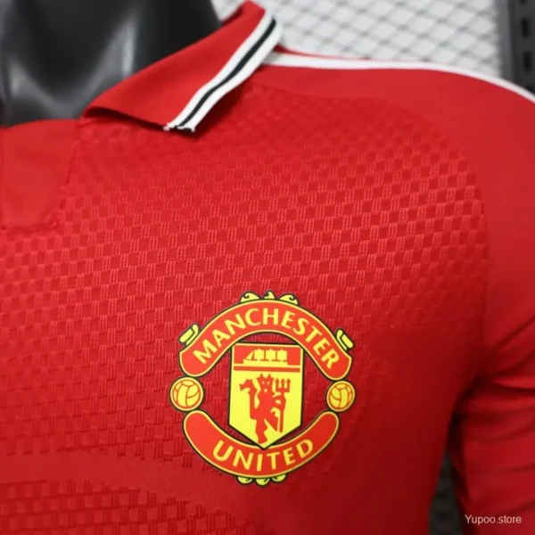 Version 26-27 Manchester United Red Polo Collar Long Sleeve Jersey