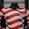 Version 2026 USA White & Red with Wave Stripe Long Sleeve Home Jersey
