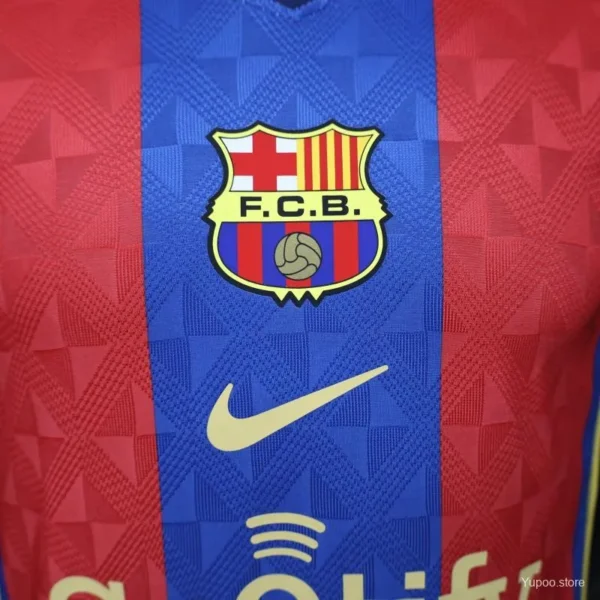 Version 26-27 FC Barcelona Home Red Blue Stripe Jersey