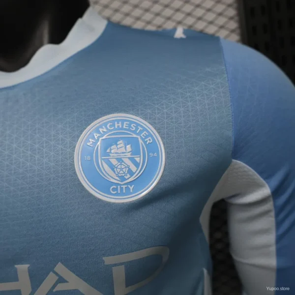 Version 26-27 Manchester City Sky Blue with White Long Sleeve Jersey