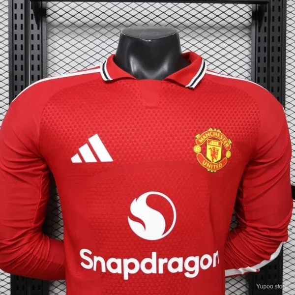 Version 26-27 Manchester United Red Polo Collar Long Sleeve Jersey