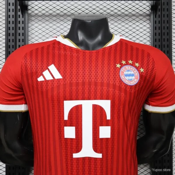 Version 26-27 Bayern Munich Red with Tonal Stripe Home Jersey