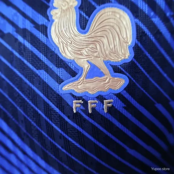 Version 2026 France Home Blue with Diagonal Brushstroke Stripe Polo Collar Jersey