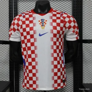 Version 2026 Croatia Home White & Red with Gradient Checkerboard Pattern Jersey