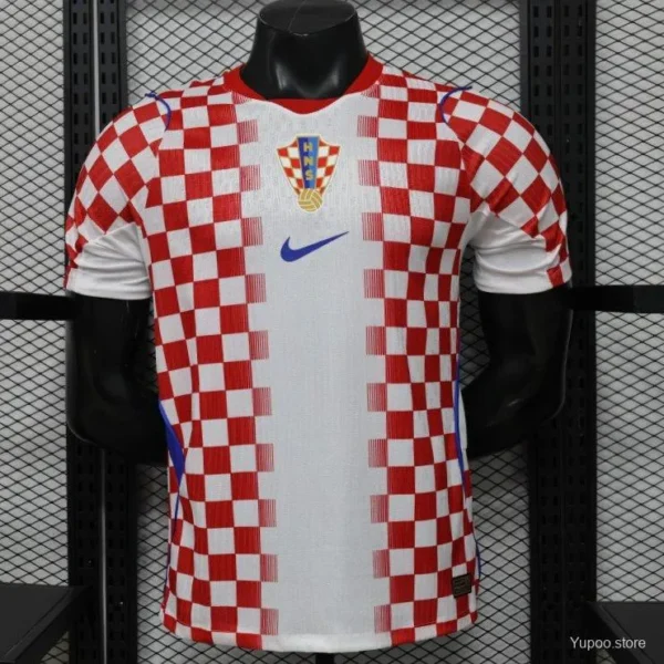 9 Version 2026 Croatia Home White & Red with Gradient Checkerboard Pattern Jersey