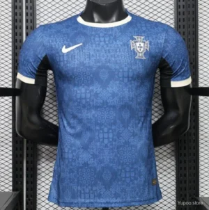 9 Version 2027 Portugal Away Blue with Jacquard Pattern Jersey